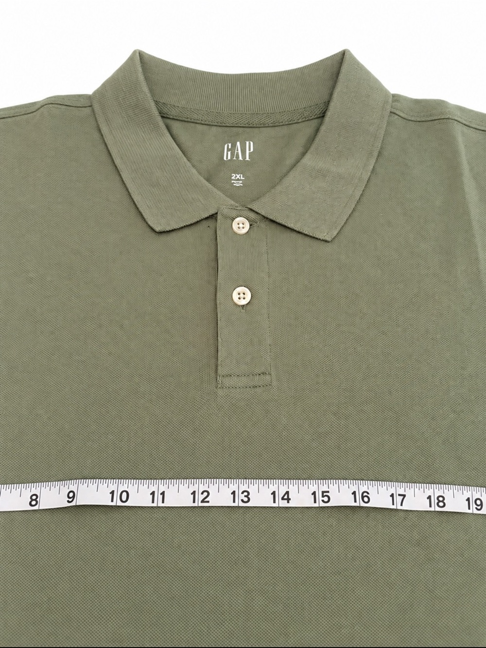 GAP Men's Olive Polo Shirt with Button Placket